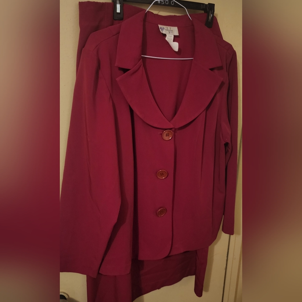 2pc Red Skirt Suit Plus Size